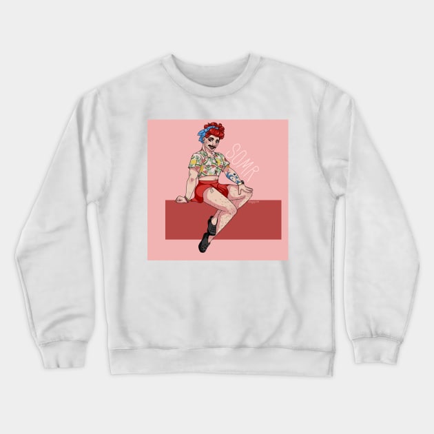 Pin-Up Girl Julien (Somr) Crewneck Sweatshirt by ThreeEyedDogArt